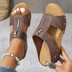 Dames Orthopedische Sleehak Sandalen met Ritssluiting