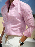 Heren Seersucker Gestreepte Zomershirt Montarello