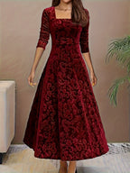 Dames Fluwelen Maxi Jurk Elegant