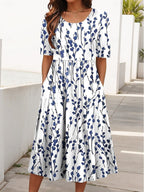 Women's Flowy Floral Print Midi Dress