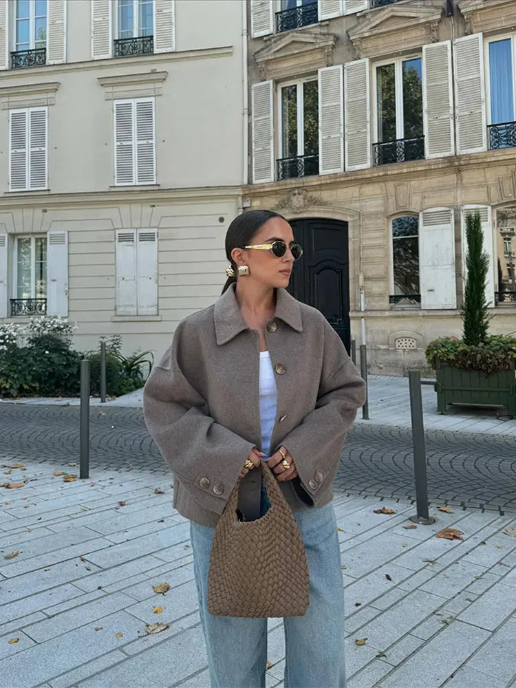 Zabrina Jas | Herfst Cropped Wolmix Jas