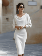 Dames Gedrapeerde Midi Jurk Elegant