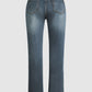 Belka Jeans | Midden taille Flamingo Geborduurde Jeans
