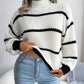 Xandriana Jumper | Dames Herfst Gezellige Gestreepte Coltrui Jumper