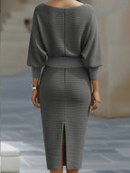 Dames Gedrapeerde Midi Jurk Elegant