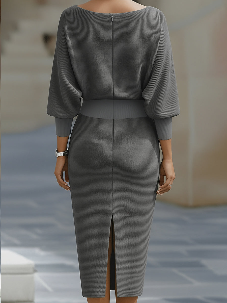 Dames Gedrapeerde Midi Jurk Elegant