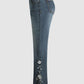 Belka Jeans | Midden taille Flamingo Geborduurde Jeans