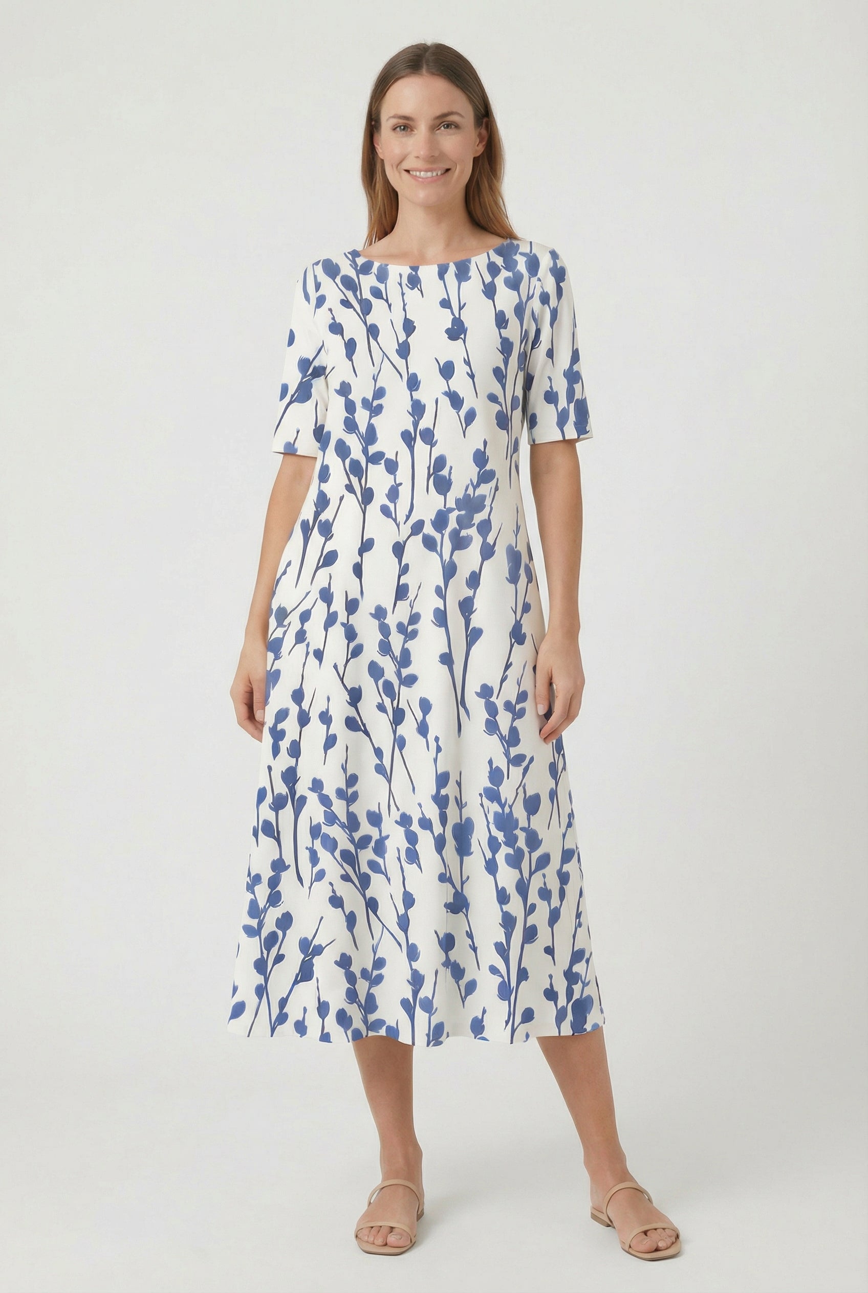 Women's Floral Print Summer Midi Dress