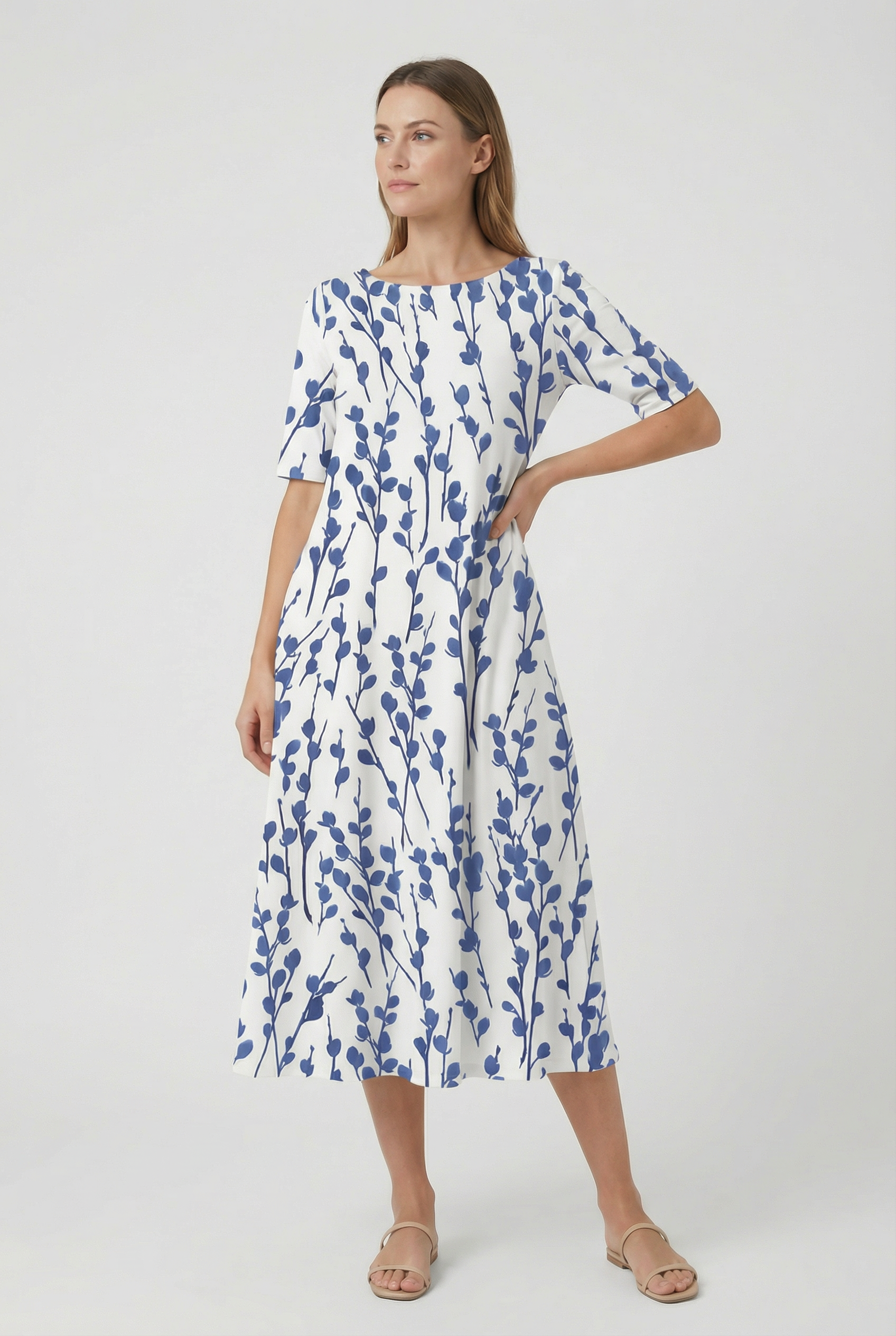 Women's Floral Print Summer Midi Dress
