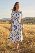 Dames Bloemenprint Zomer Midi Jurk