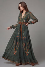 Women's Vintage Bohemian Floral Print Maxi Dress
