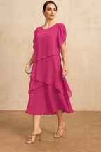 Dames Klassieke Chiffon Midi Jurk