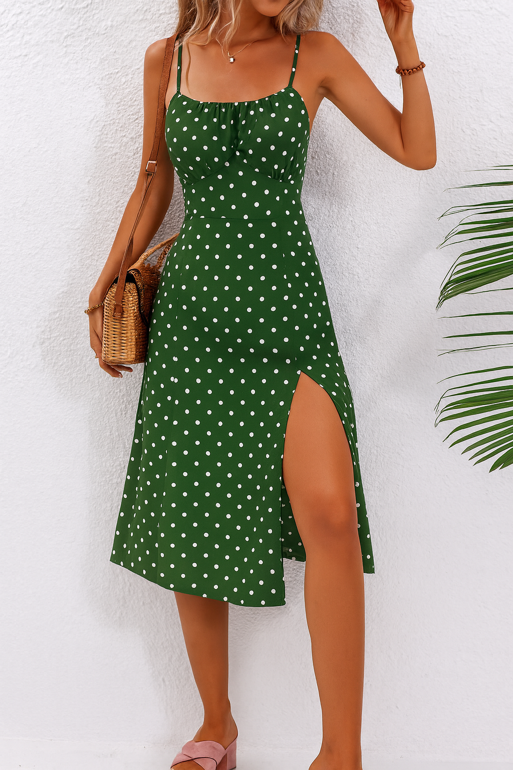 Dames Midi Jurk Stippenprint