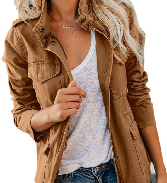 Wilma Jas | Dames Herfst Slim Fit Multi-Zakken Jas met Rits