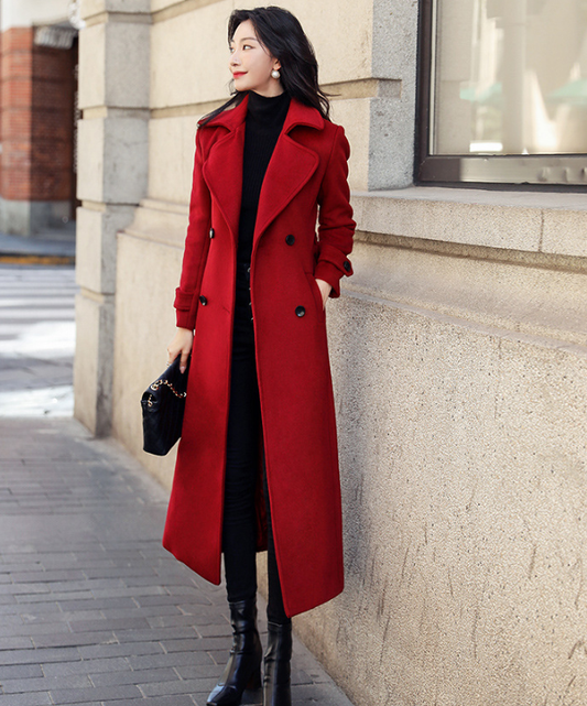 Yasmin Coat | Herfst Lange Double-Breasted Jas