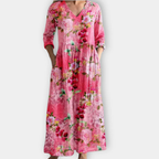 Dames Maxi Jurk V Hals Bloemenprint