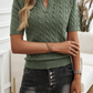 Wybia Top | Slim Fit V-hals Kabelgebreide Top