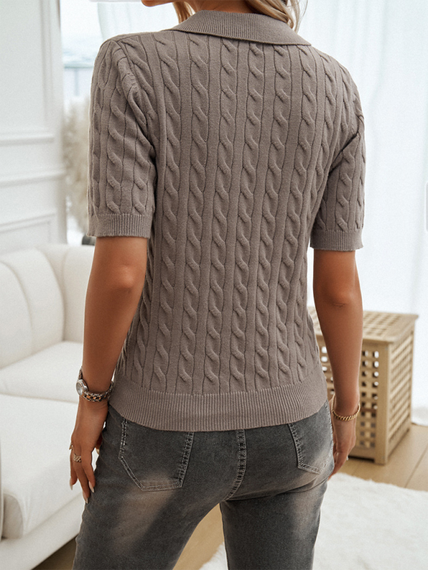 Wybia Top | Slim Fit V-hals Kabelgebreide Top