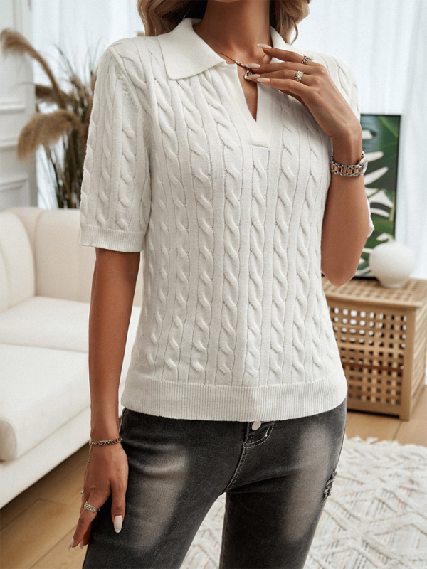 Wybia Top | Slim Fit V-hals Kabelgebreide Top