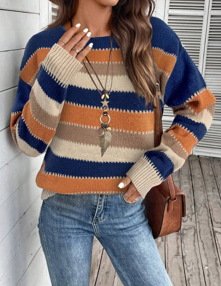 Xavia Jumper | Dames Herfst Gestreepte Lange Mouwen Jumper