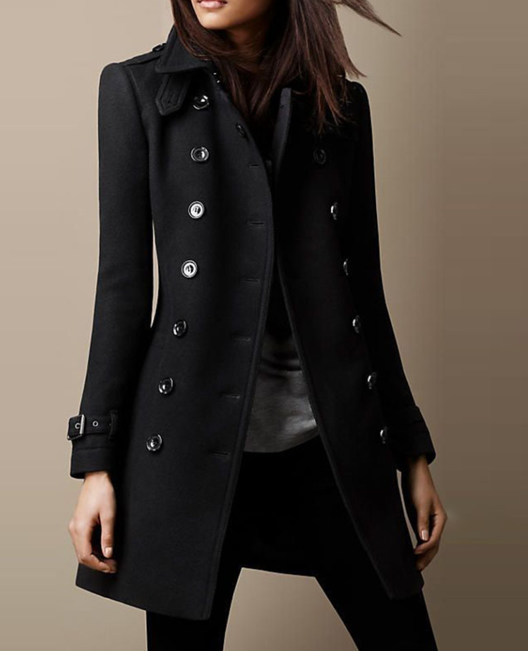 Brielle Jas | Dames Herfst Wolmix Jas met Dubbele Rij Knopen