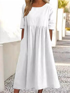 Dames Lente Midi Jurk Stijlvol