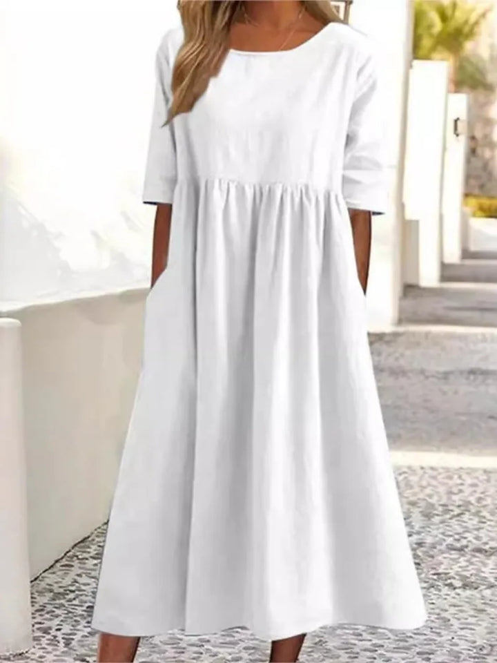 Dames Lente Midi Jurk Stijlvol