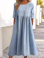 Dames Lente Midi Jurk Stijlvol