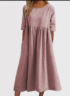 Dames Lente Midi Jurk Stijlvol