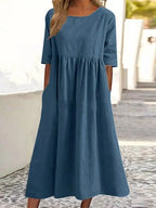 Dames Lente Midi Jurk Stijlvol