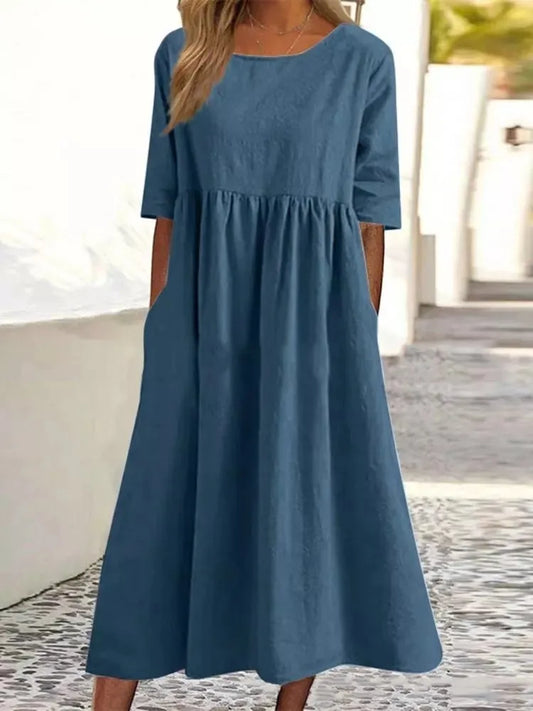 Dames Lente Midi Jurk Stijlvol