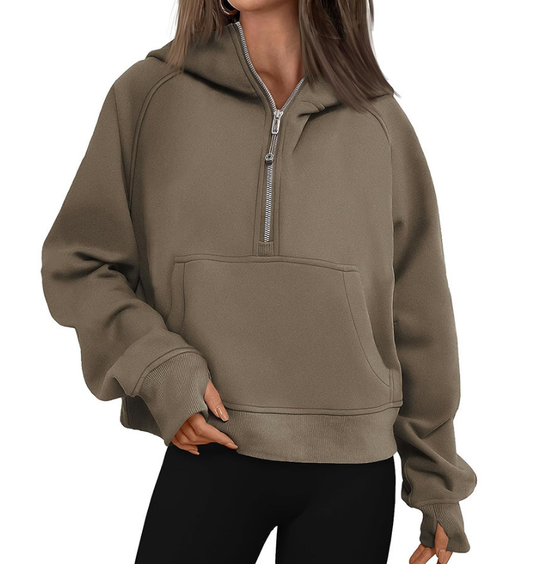 Xandra Hoodie | Dames Herfst Lichtgewicht Half-Zip Hoodie