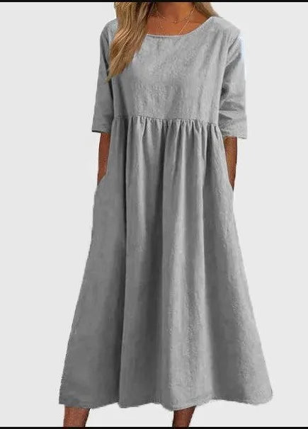 Dames Lente Midi Jurk Stijlvol