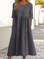Dames Lente Midi Jurk Stijlvol