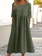 Dames Lente Midi Jurk Stijlvol