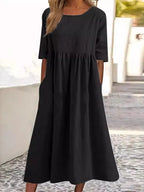 Dames Lente Midi Jurk Stijlvol