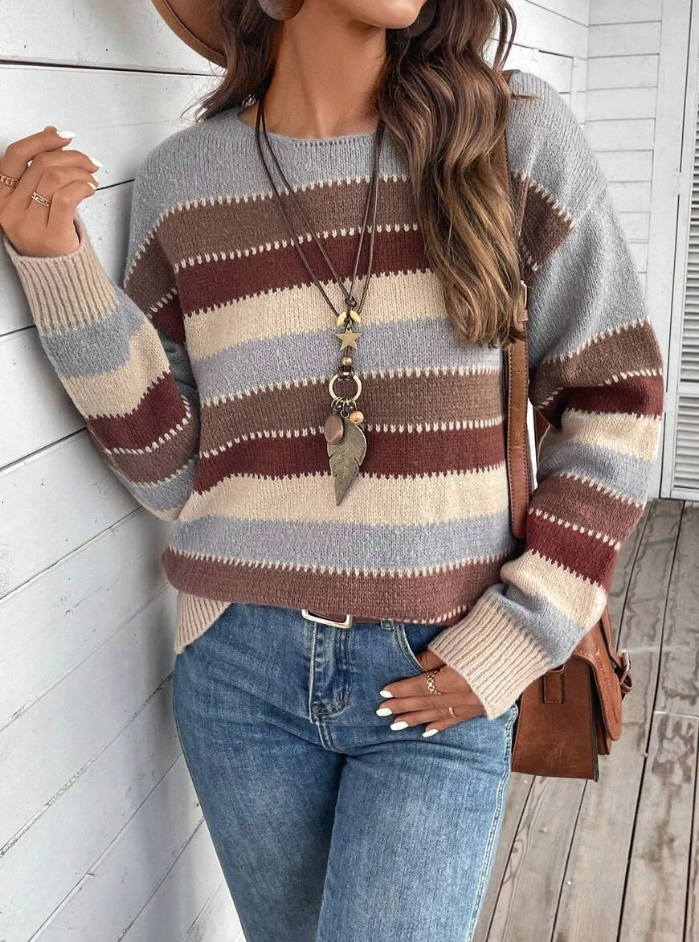 Xavia Jumper | Dames Herfst Gestreepte Lange Mouwen Jumper