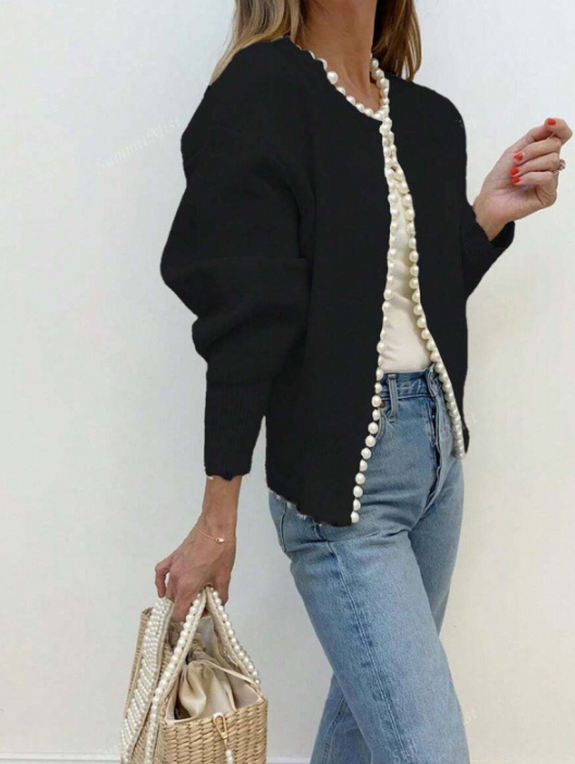 Clarice Cardigan | Dames Winter Gebreide Cardigan met Parelrand