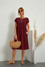 Dames Casual Midi Jurk met Zijzakken