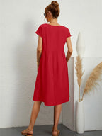 Dames Casual Midi Jurk met Zijzakken