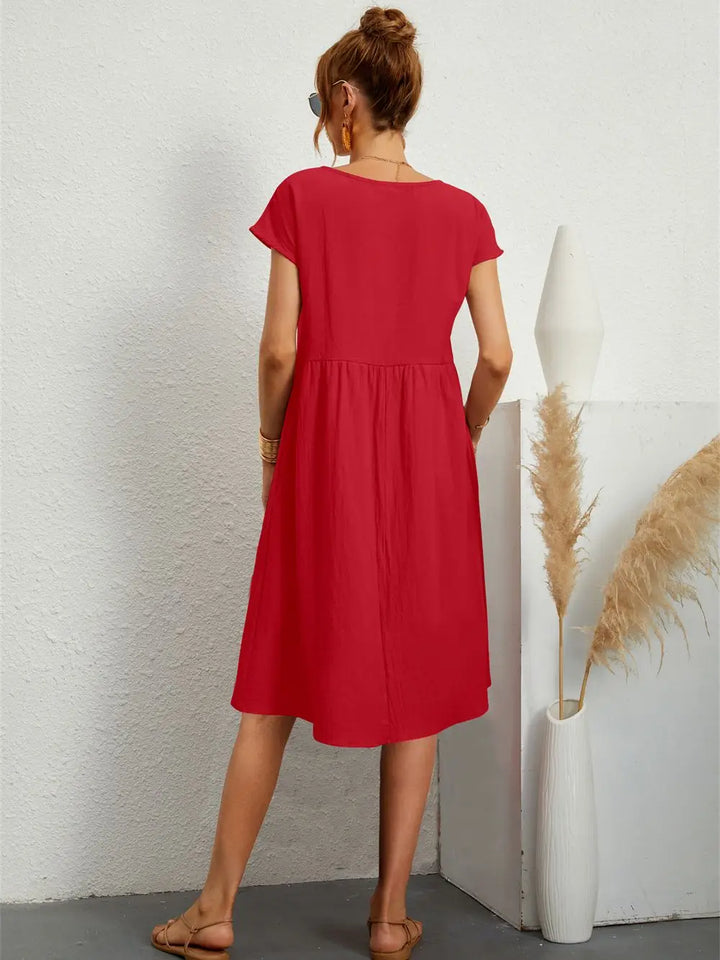 Dames Casual Midi Jurk met Zijzakken