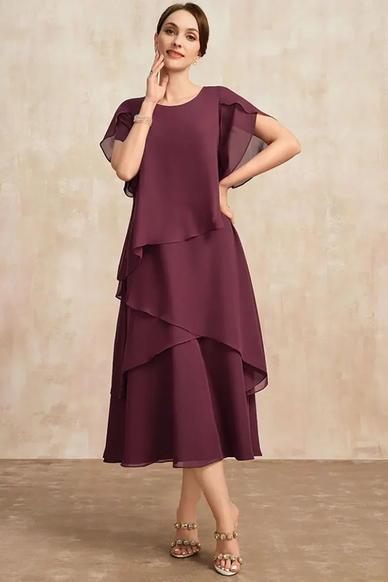 Dames Klassieke Chiffon Midi Jurk