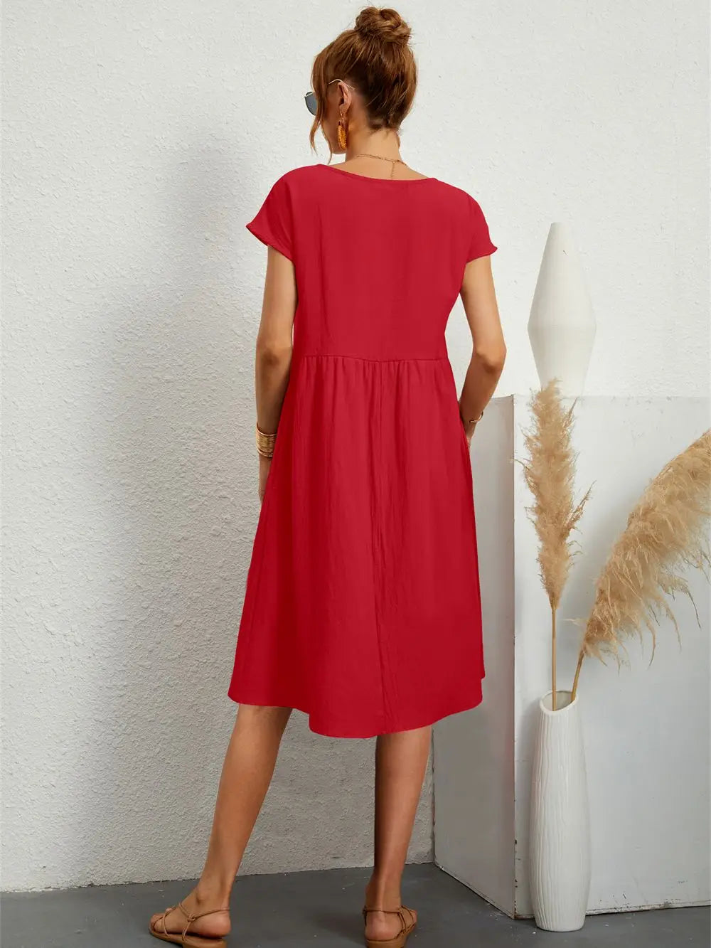 Dames Midi Jurk met Zakken