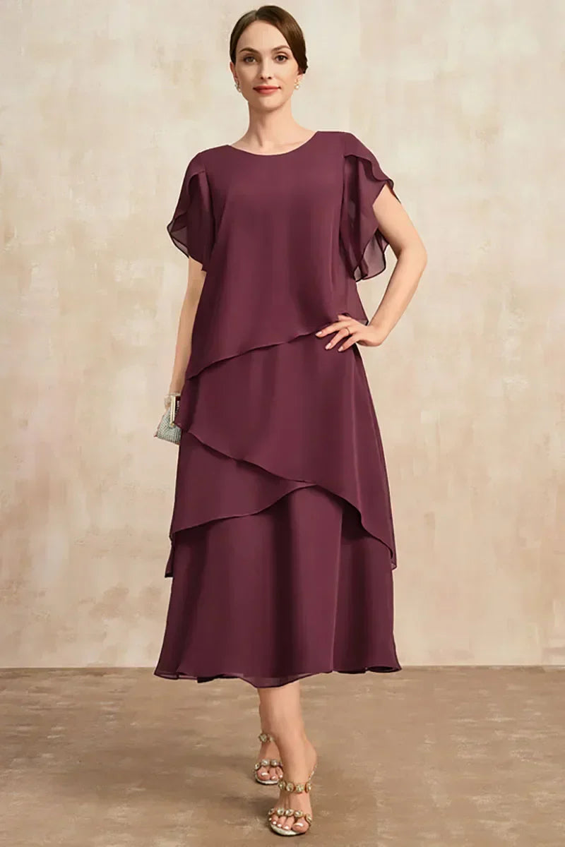 Dames Klassieke Chiffon Midi Jurk