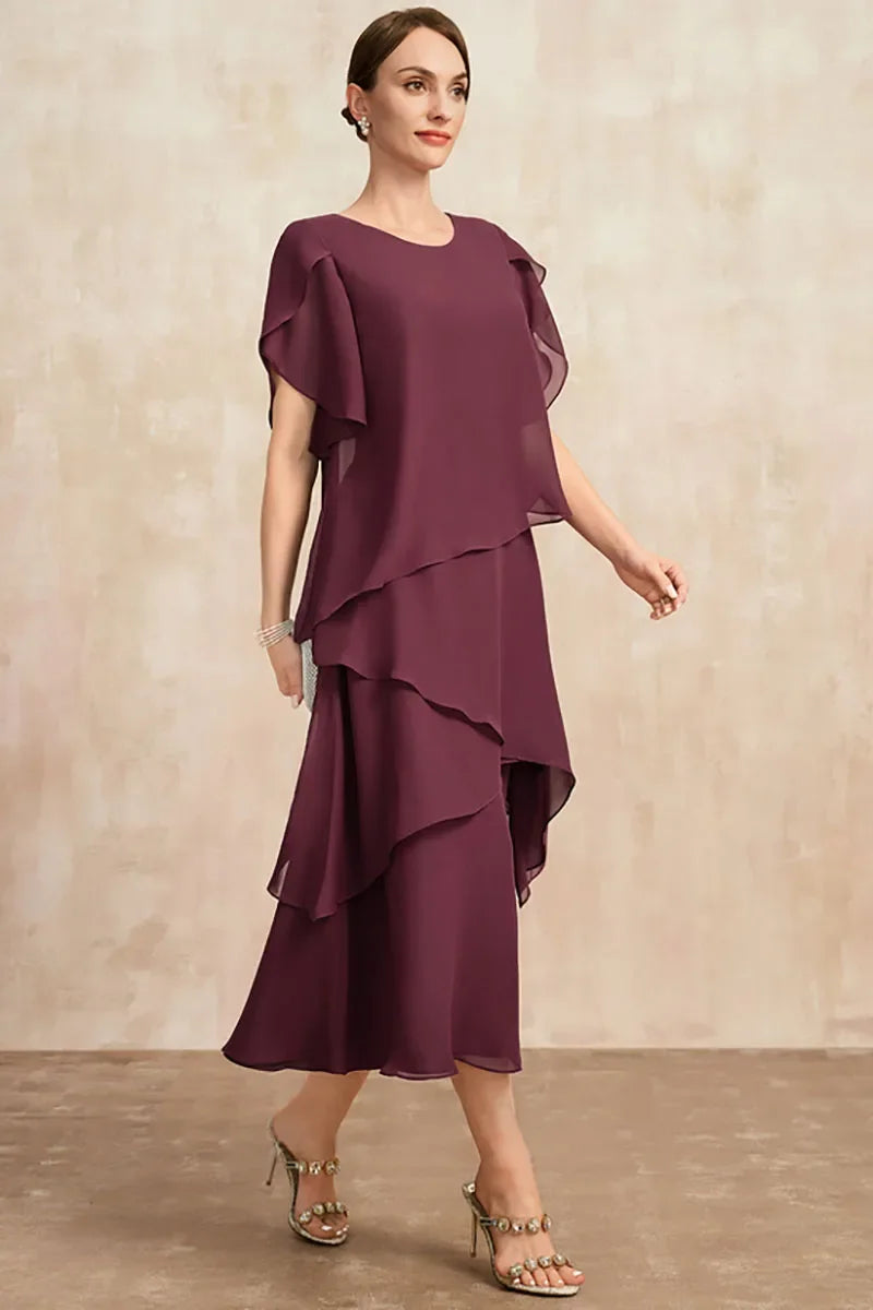 Dames Klassieke Chiffon Midi Jurk