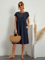 Dames Midi Jurk met Zakken
