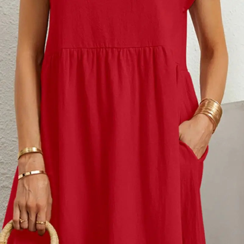 Dames Casual Midi Jurk met Zijzakken