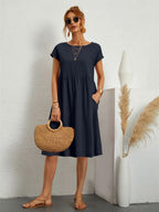Dames Casual Midi Jurk met Zijzakken