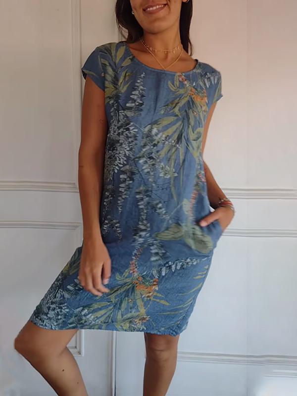 Dames Mini Jurk Ronde Hals