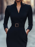 Dames Midi Jurk met Tailleaccent